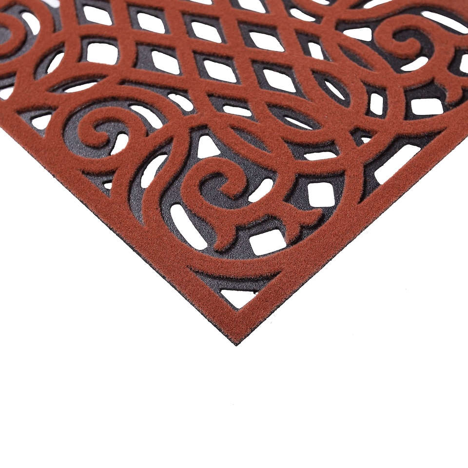 image 1 of Nicoman Victorian Style Rubber Outdoor Door Mat Red 60 x 40cm | Red | 61 x 41cm