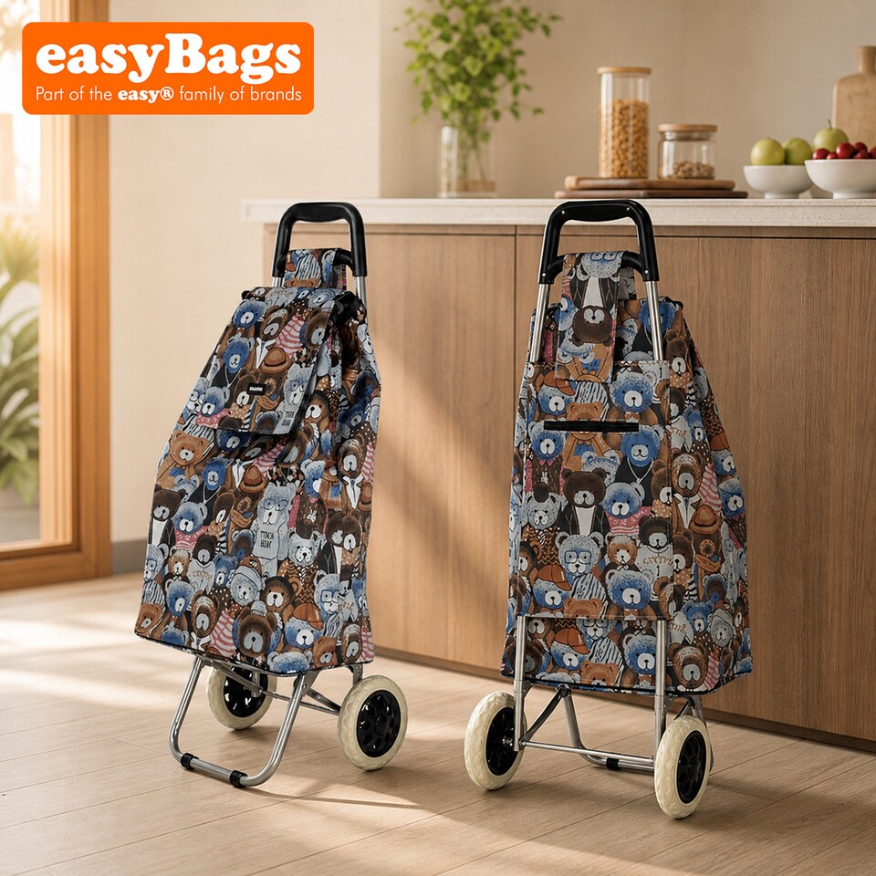 image 1 of Travel Teddybear Shopping Trolley - Dimensions for the Frame and the Bag are Included Brown