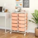 image 4 of COSTWAY 10 Drawers Storage Rolling Cart w/Universal Wheel Peach