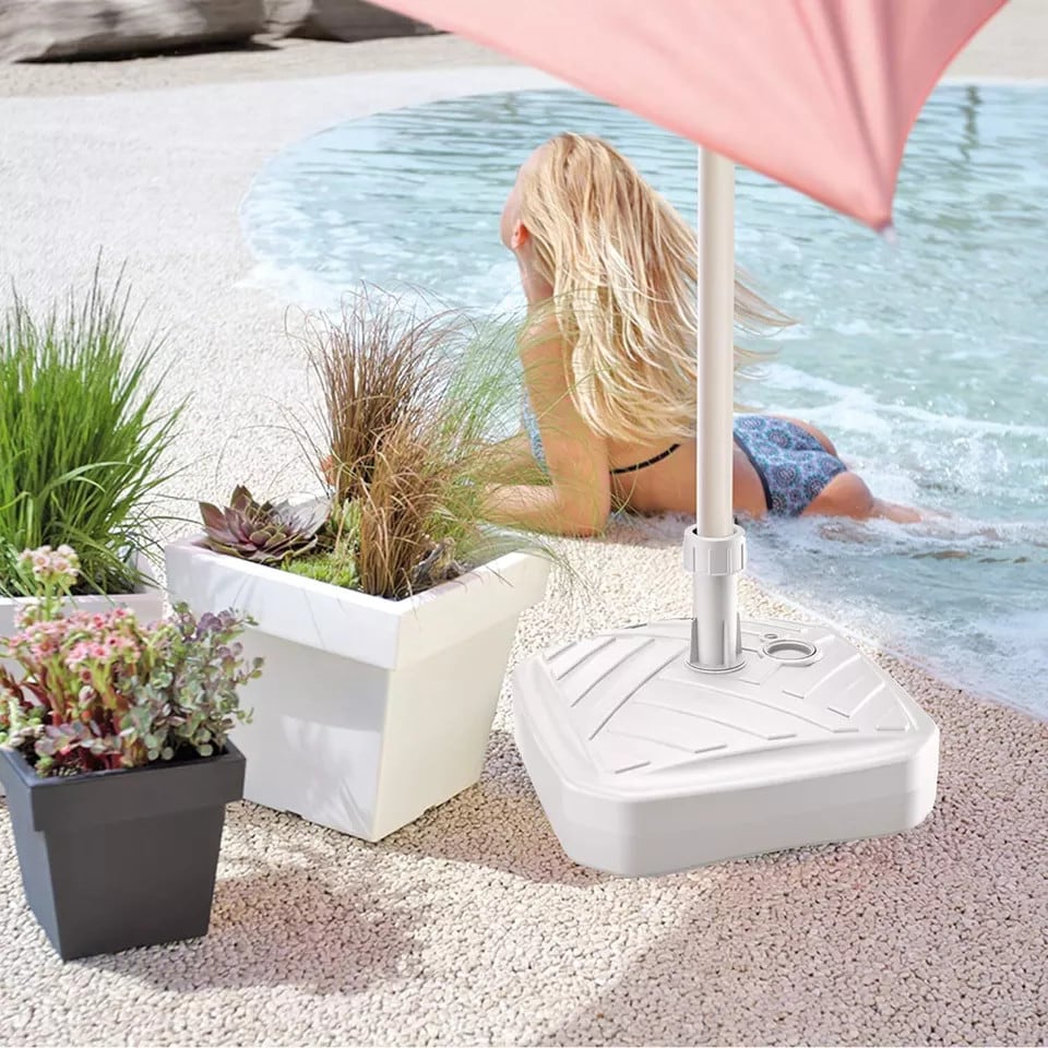 image 1 of Square Garden Umbrella Stand Holder | White | 1