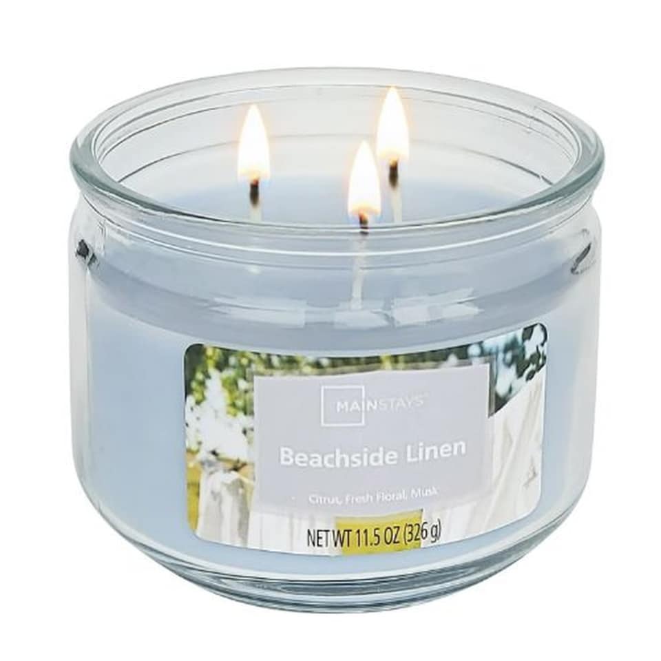 image 1 of Mainstays Beachside Linen 3 Wick Candle 11.5oz 326g