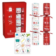 Christmas Phrases Red Crackers 30cm / 12 in - Pack of 8