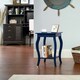 image 3 of COSTWAY Sofa Side Table With Open Storage Shelves Blue