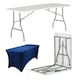 image 1 of Harbour Housewares Folding Picnic Table with Fitted Tablecloth - 180cm (6ft) - White/Blue | Blue | White/Blue
