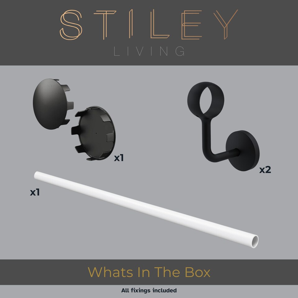 image 1 of Stiley Living Wall Mounted Handrail Kit, Banister System with Brackets and Fixings