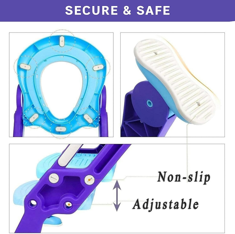 image 1 of Straame Toddler Toilet Training Ladder, Adjustable Potty Seat (Blue-Purple)
