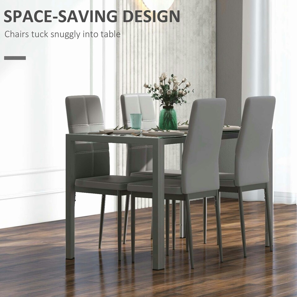 image 1 of HOMCOM 5 Piece Dining Set Table and 4 Chairs Set for 4 Persons