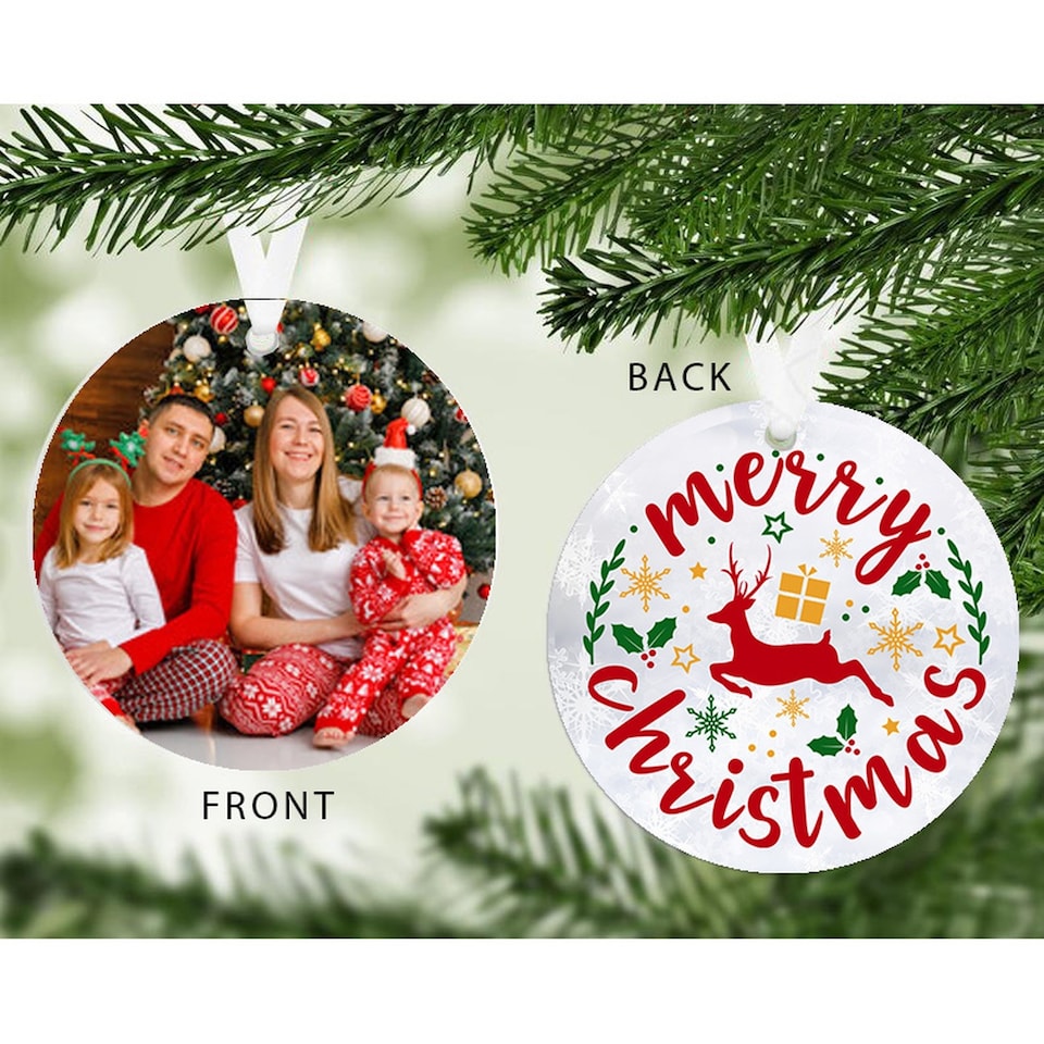 image 1 of Personalised Merry Christmas Photo Upload Decoration Family Christmas