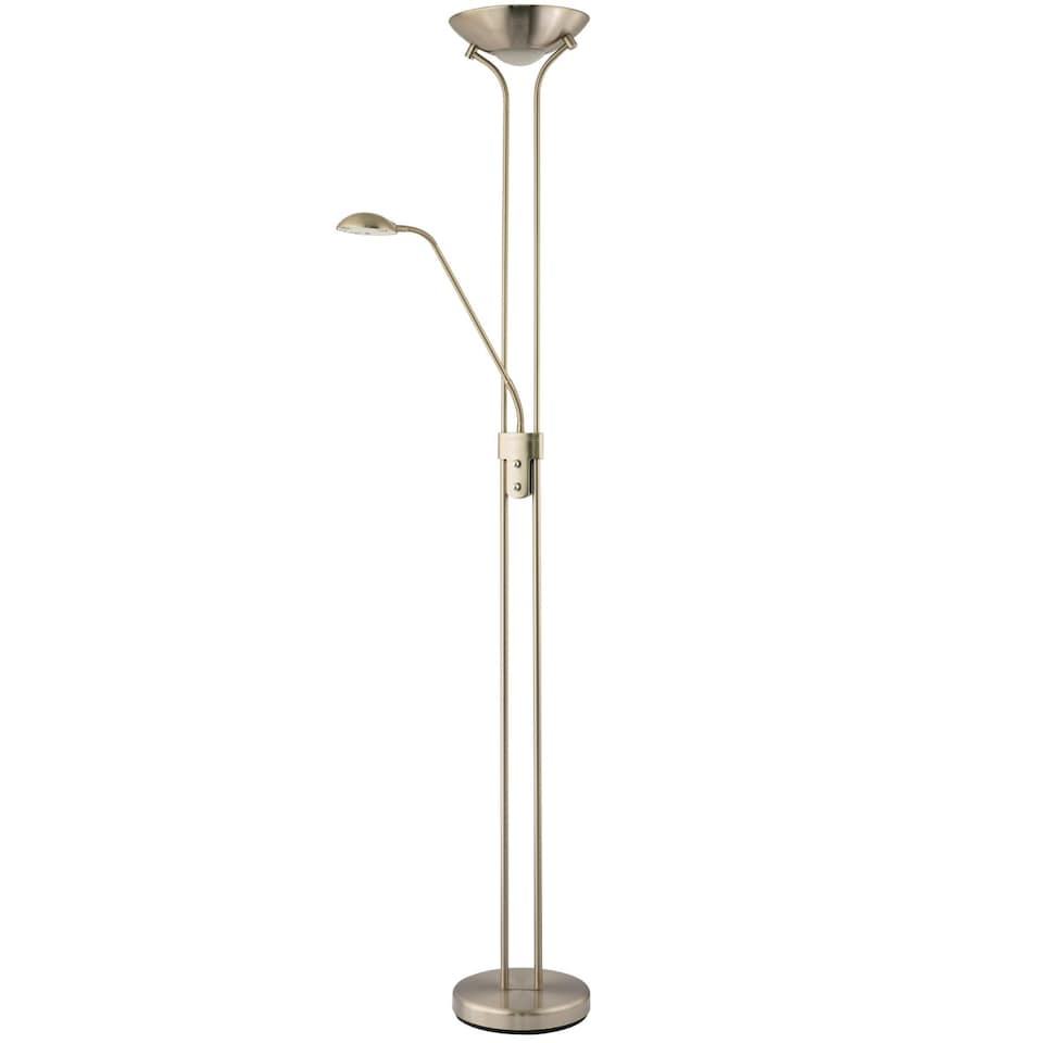 image 1 of LED Mother and Child Floor Lamp in Satin Nickel with Rotary Dimmer Switches | Silver | Satin Nickel | 1