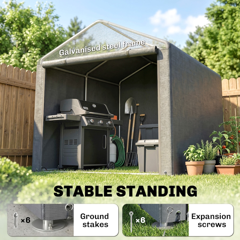 image 1 of Outsunny 1.6 x 2.2m Garden Storage Shed Portable Shed Tent, Light Grey