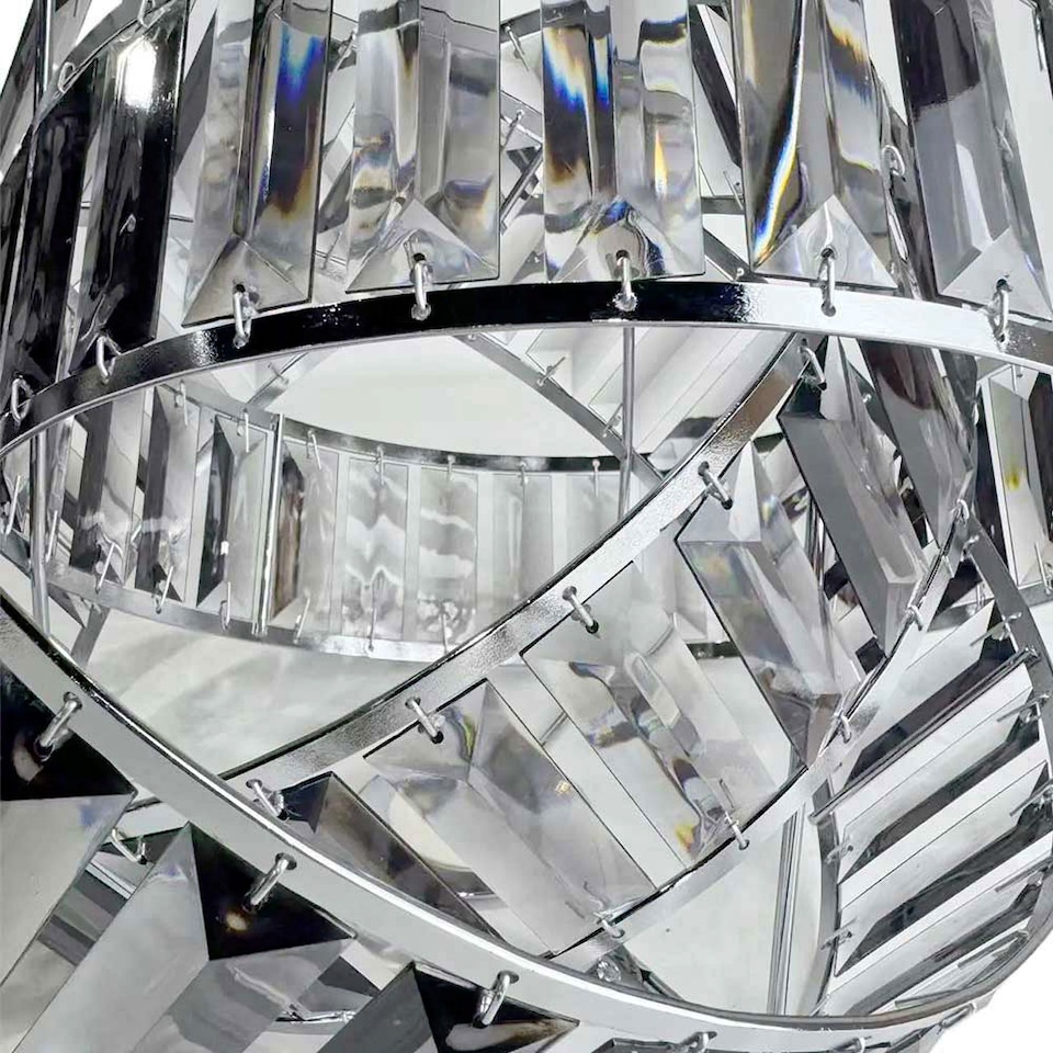 image 1 of 3 Tier Crystal Ceiling Light Shade Grey | Modern Interlocking Ring Pendant Lampshade E27