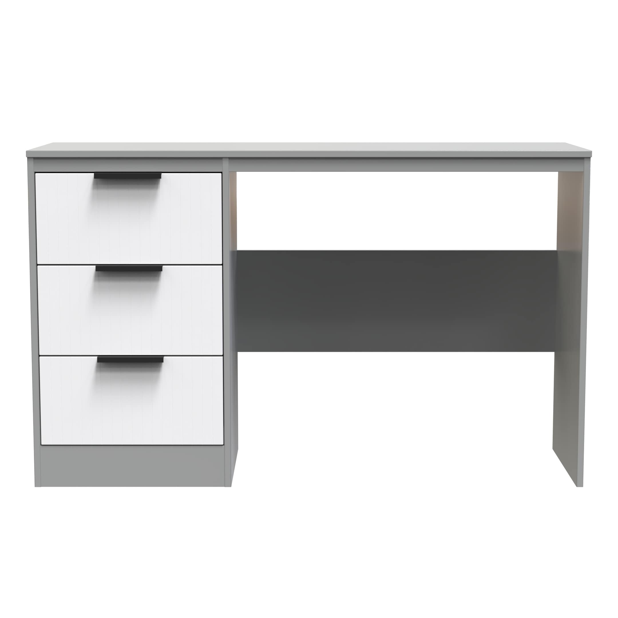 Denver 3 Drawer Wide Desk in White Matt & Dusk Grey
