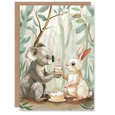 Bunny Cake Girl Boy Kids Rabbit Daughter Son Birthday Card