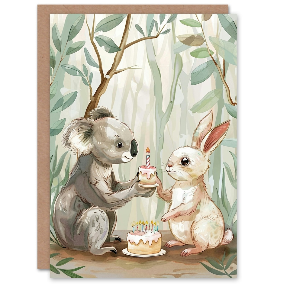 image 1 of Bunny Cake Girl Boy Kids Rabbit Daughter Son Birthday Card