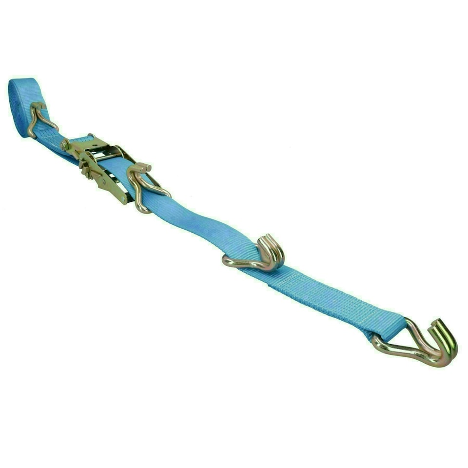 image 1 of 4x Ratchet Strap Trailer Tie Down with Bridging Hooks 5m Hooks Recovery 2.5 Ton