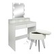 image 1 of Harbour Housewares Wooden Dressing Table Set with LED Lights & Cream Stool - White Cream