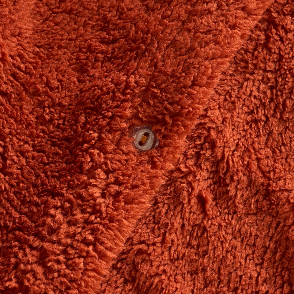 image 1 of OHS Teddy Fleece Soft Cosy Warm Thermal Plush Plump Duvet Cover and Pillowcase Bedding Set Orange | Rust | Super King