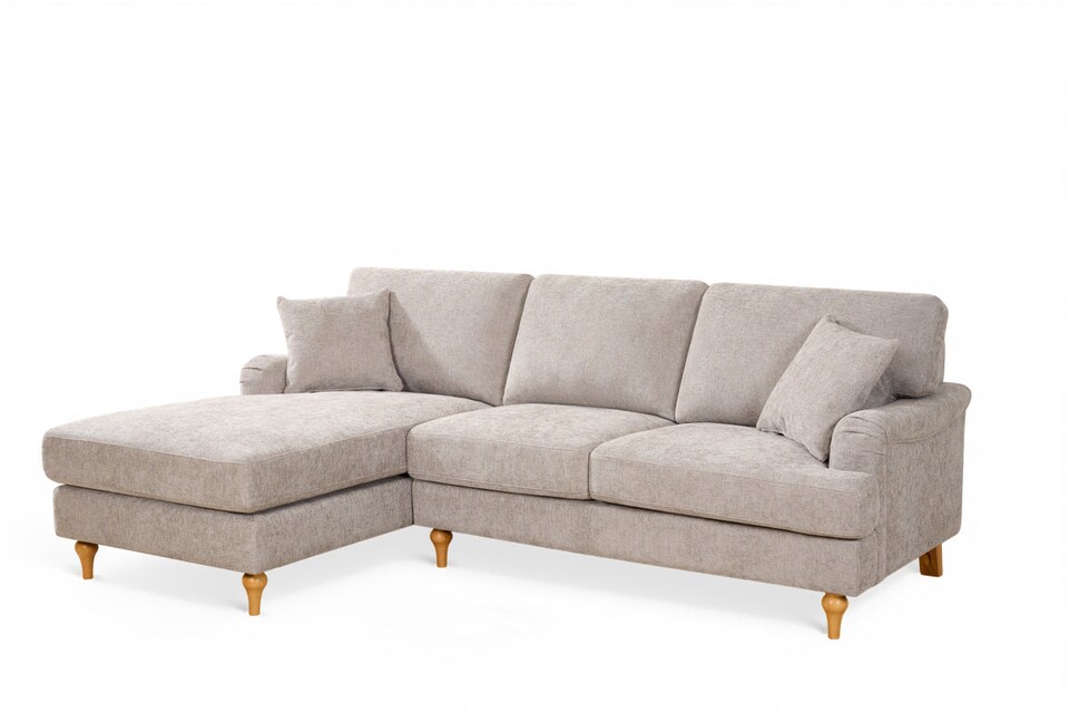image 1 of Grey Textured Chenille Left Hand Facing Corner Sofa HAMILTON