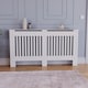 image 2 of Vida Designs Chelsea Radiator Cover Painted MDF Slatted Cabinet, White, 152cm