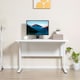 image 6 of HOMCOM Computer Desk Writing Table with 2 Cable Management Holes Metal Leg White