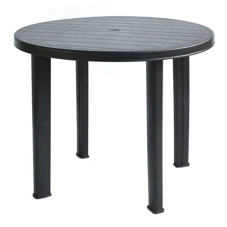 image 1 of Black Plastic Garden Table with Folding Chairs | Black | 3