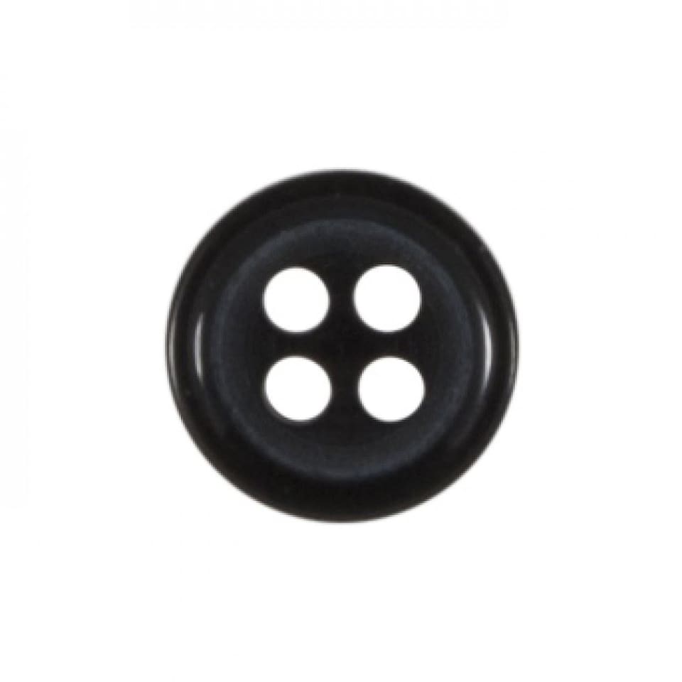 Crendon Black Round Shirt Buttons for Dressmaking - 8mm - per value pack of 150