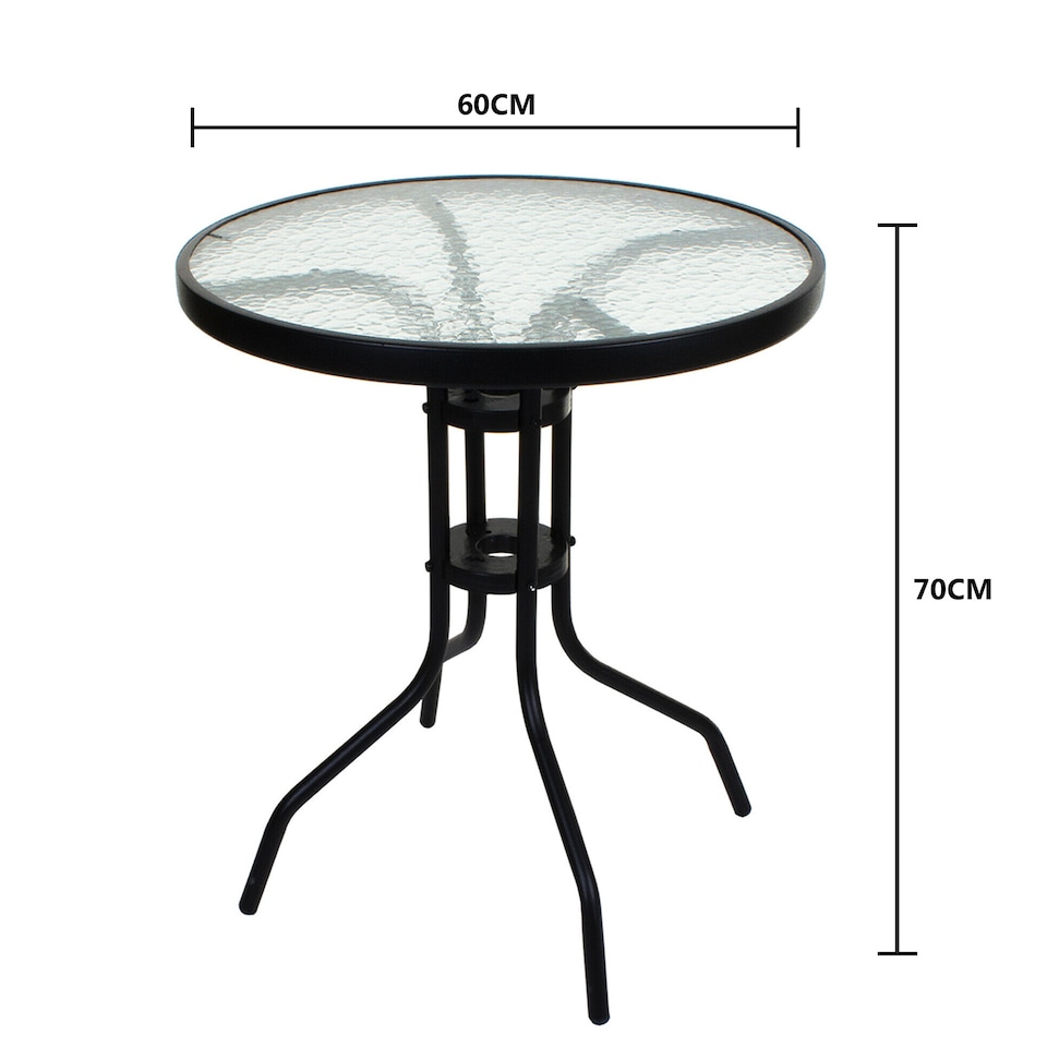 image 1 of TEMPERED GLASS TOP PATIO TABLE METAL FRAME LEGS GARDEN OUTDOOR INDOOR BISTRO