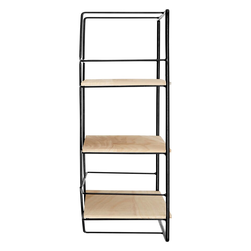 image 1 of Interiors By Premier Ample Storage 3 Layer Shelf, Durable Design Metal Frame Shelf For Balcony, Stylish Hanging Frame Shelf Black