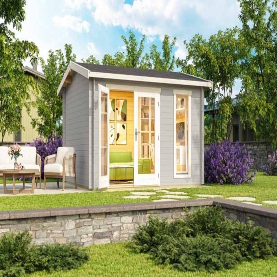image 1 of Carlisle-Log Cabin, Wooden Garden Room, Timber Summerhouse, Home Office - L390 x W350.8 x H245.1 cm Brown