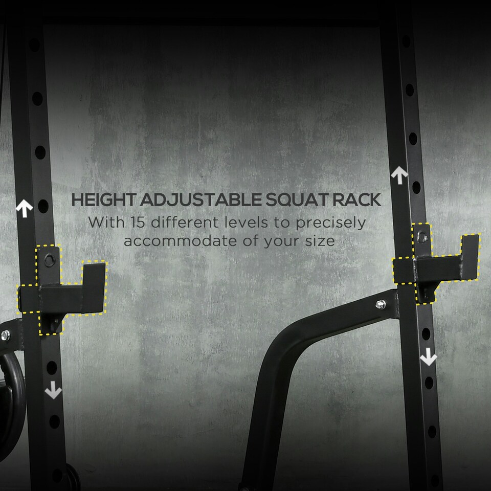 image 1 of SPORTNOW Smith Machine Power Rack with Pull Up Bar, Lat Pull Down System