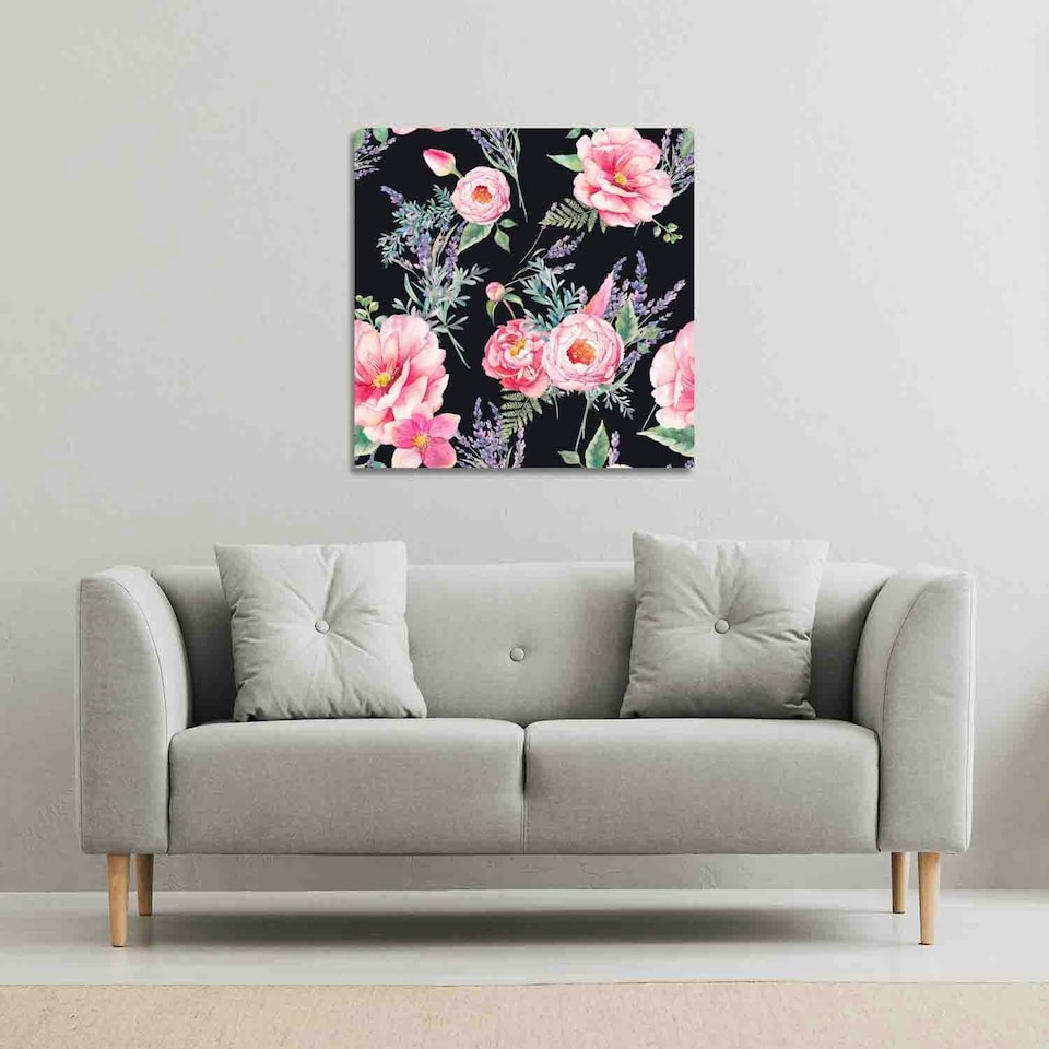 image 1 of Watercolour Painting of Flowers (Canvas Print) 77 x 77 x 4cm