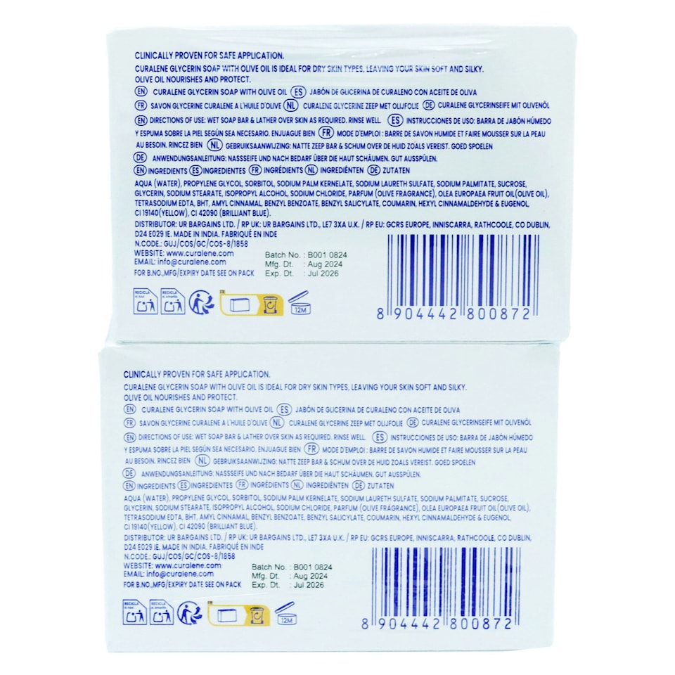 image 1 of Curalene Soap Glycerine Olive Oil Twin Pk