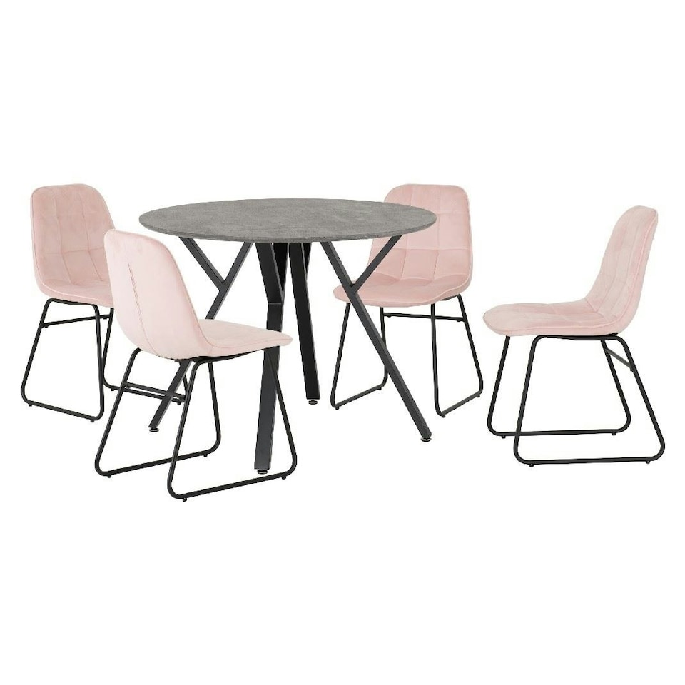 image 1 of Athens Round Dining Set with 4 Lukas Chairs Pink | Baby Pink