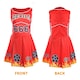 image 4 of Devil Cheerleader Costume - Facepaint, Bloody Tights, and Pom Poms | Red | XL