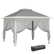 Outsunny Pop Up Gazebo Height Adjustable Canopy Tent w/ Carrying Bag, Dark Grey | Grey | Dark Grey