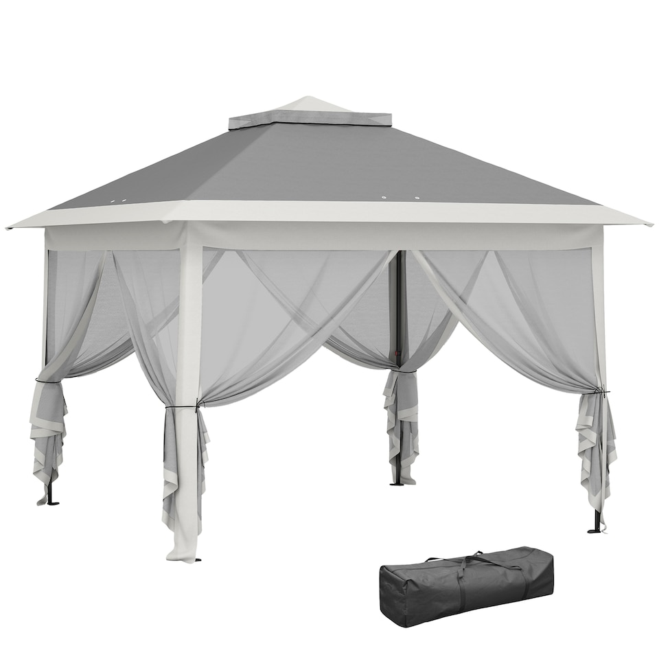image 1 of Outsunny Pop Up Gazebo Height Adjustable Canopy Tent w/ Carrying Bag, Dark Grey | Grey | Dark Grey