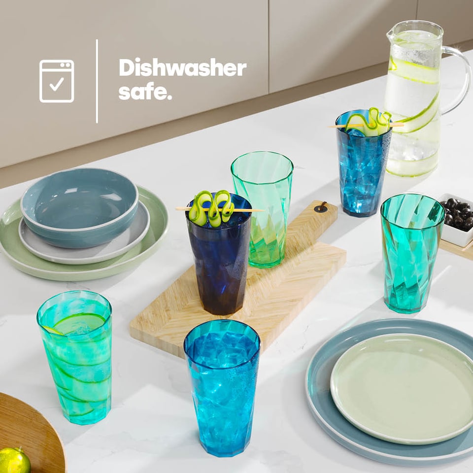 image 1 of 6 Multicoloured Plastic Tumblers - Teal