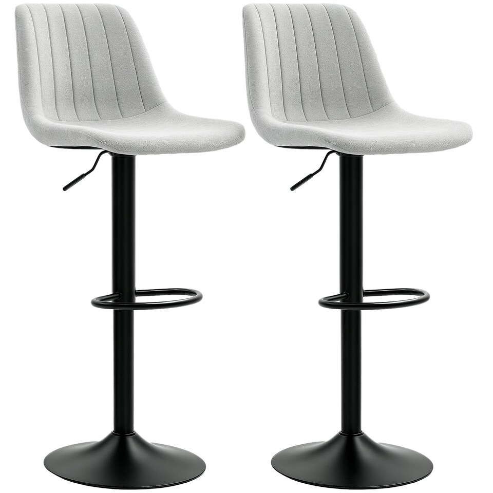 image 1 of HOMCOM Bar Stools Set of 2 Adjustable Swivel Bar Chairs with Backrest Cream | Beige