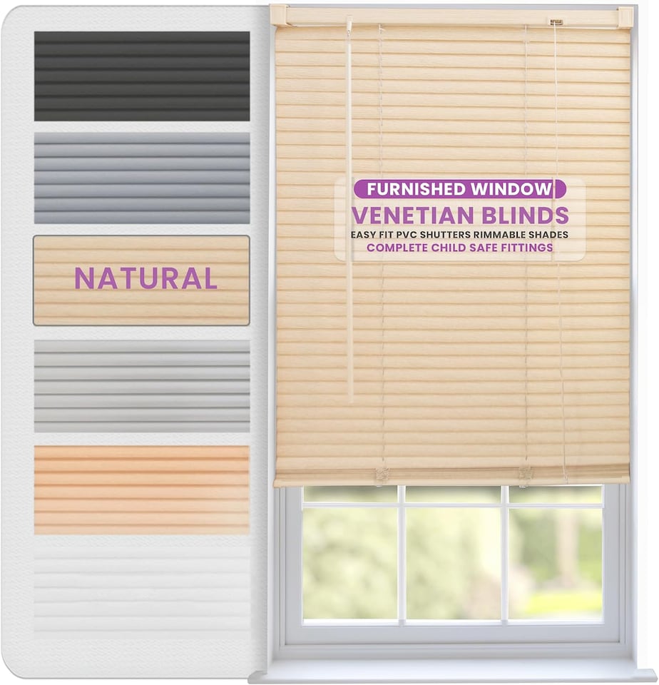 image 1 of PVC Venetian Blinds | 25mm Slats | Waterproof, Easy Clean
