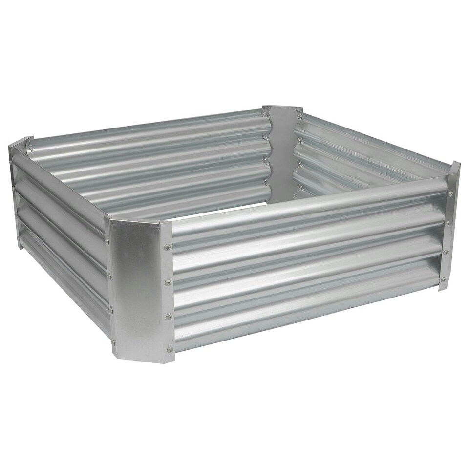 image 1 of Harbour Housewares Square Galvanised Steel Raised Garden Bed - 90cm x 90cm - Silver
