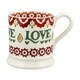 image 5 of Mug Set: 2 x 300ml Emma Bridgewater Christmas Peace & Love Set, Set Of 2 Half Pint Mugs, Ceramic White