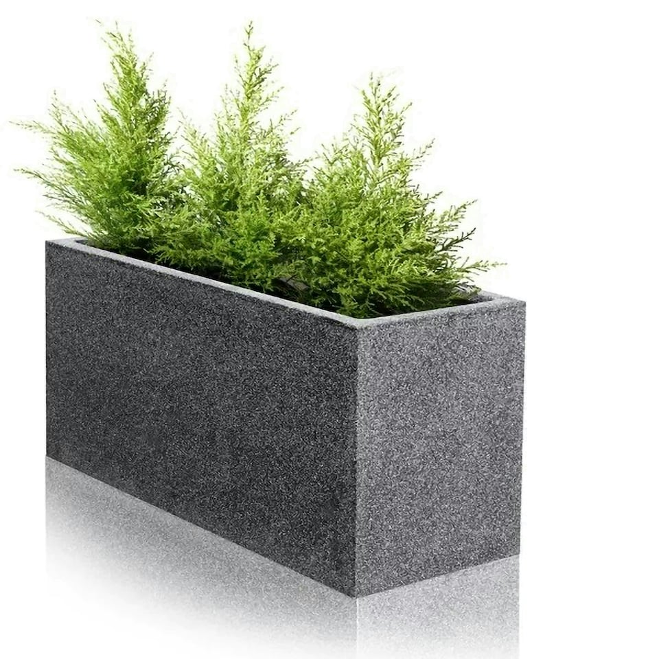 image 1 of Primrose Poly Terrazzo Stone Large Black Outdoor Trough Planter 100cm