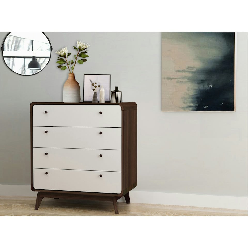 image 1 of LOFT24 Cassie 4 Drawer Dresser WalnutWhite Brown | Walnut/White