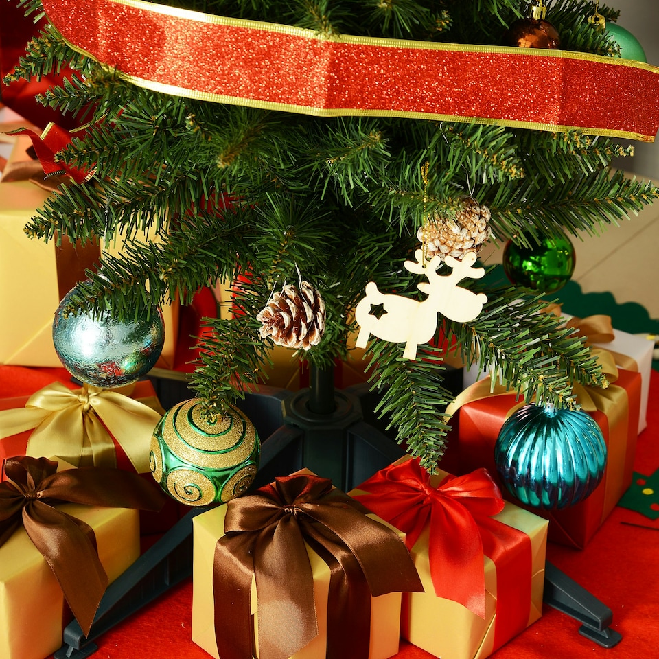 image 1 of HOMCOM 5FT Pencil Slim Artificial Christmas Tree with Study Stand Tips Green
