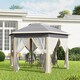 image 10 of Outsunny 3x4m Hexagon Gazebo w/ Mesh Curtains Outdoor Garden, Khaki