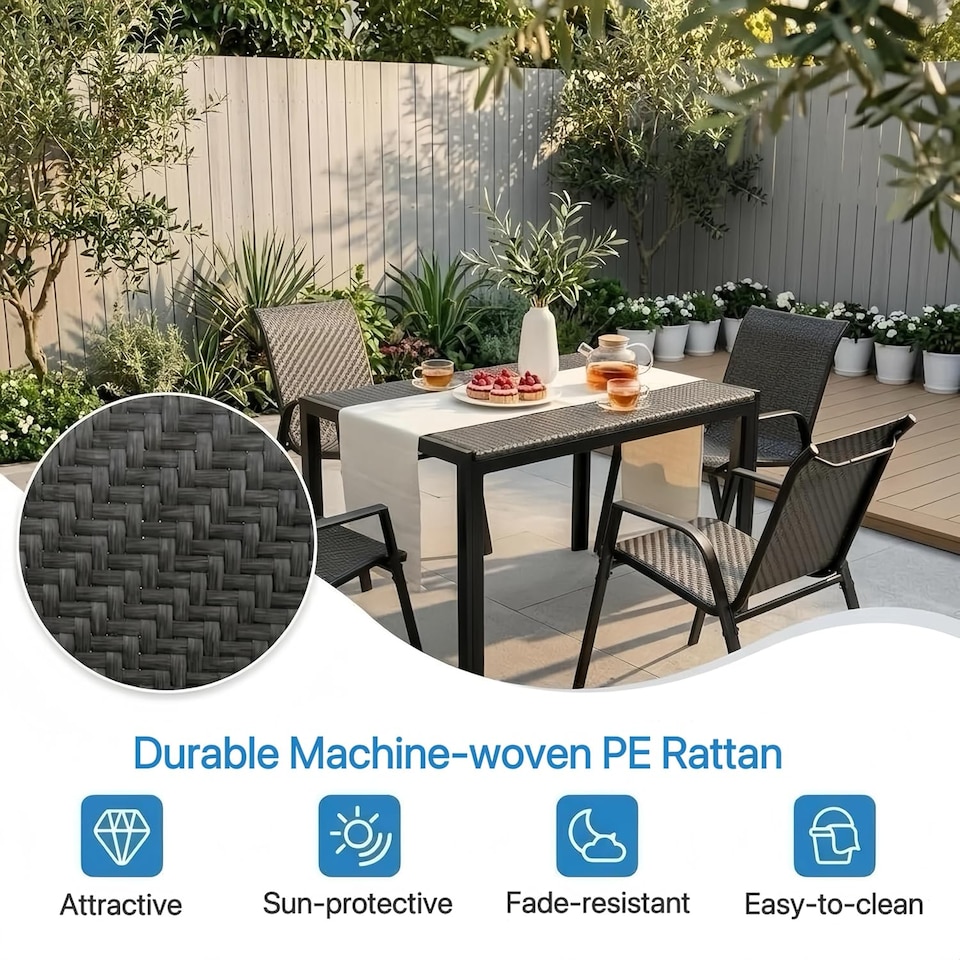image 1 of Alivio 5 Piece Outdoor Patio Dining Table Set, Modern Metal Garden Furniture with 4 Chairs for Backyard, Terrace & Balcony