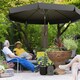 image 2 of Outsunny 2.7m Patio Umbrella Garden Parasol with Crank, Ruffles, 8 Ribs, Black