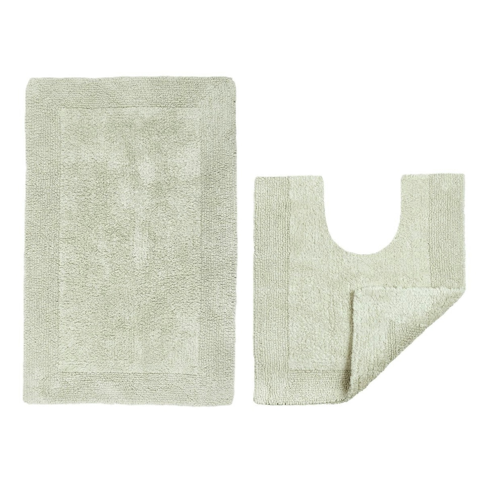 image 1 of Elegance Reversible Heavyweight Bath Mat and Pedestal Set | Blue | Cornish Blue