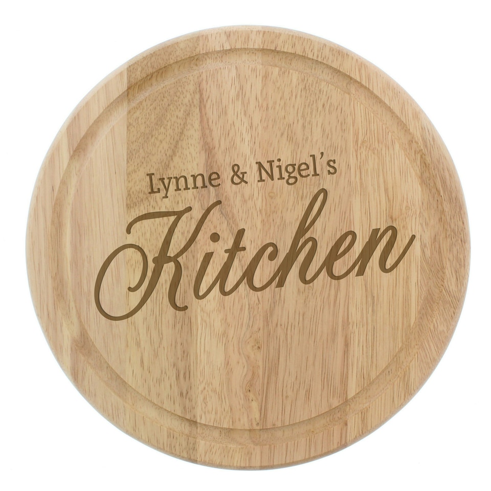 image 1 of Personalised Kitchen Round Chopping Board Brown