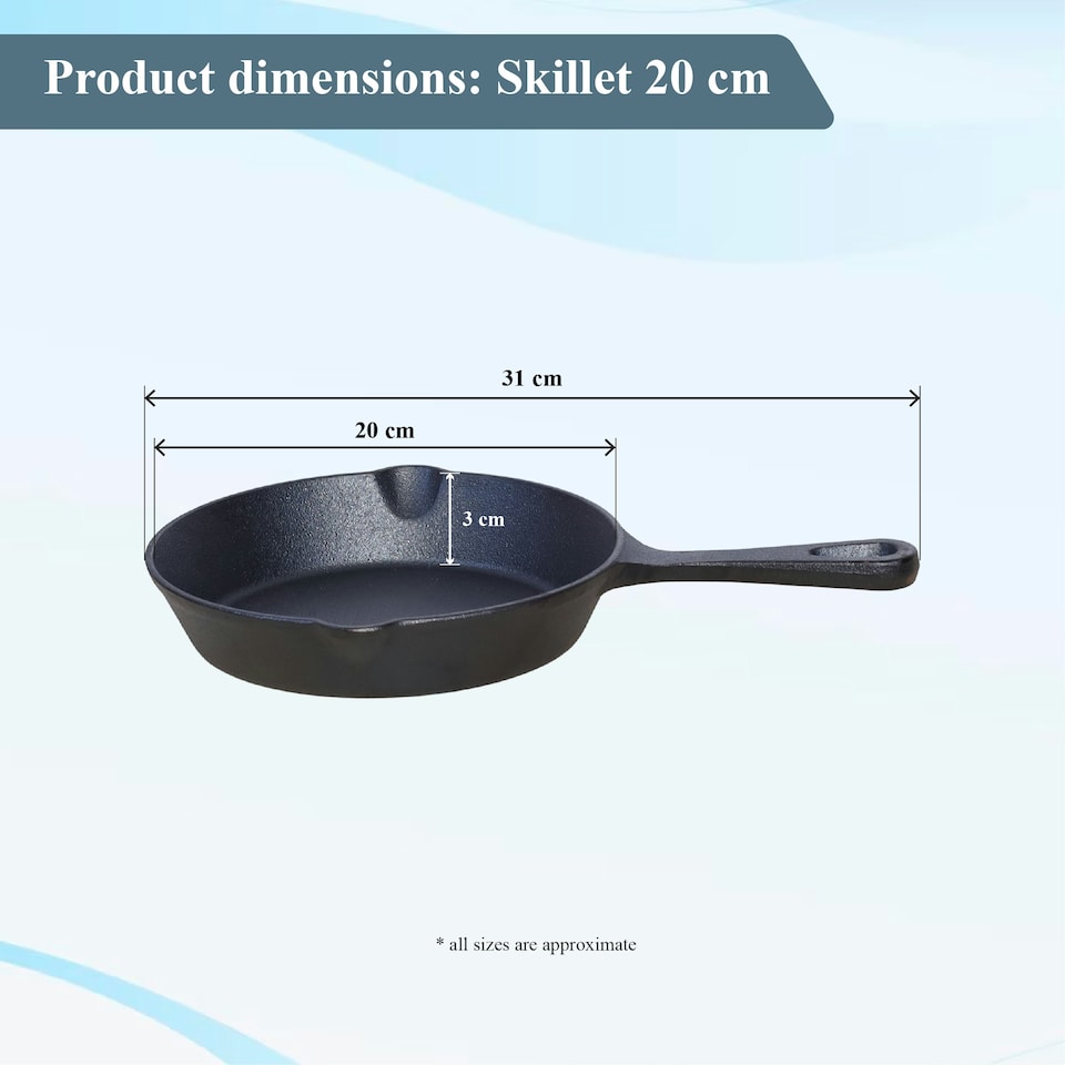 image 1 of Buckingham Pre-Seasoned Cast Iron Frying Skillet Pan 20 cm.